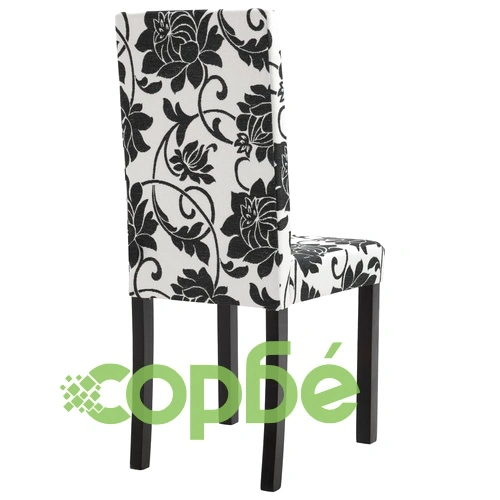 Трапезни столове, 6 бр, черни, текстил ➤ топ цена ➤ sorbe.bg