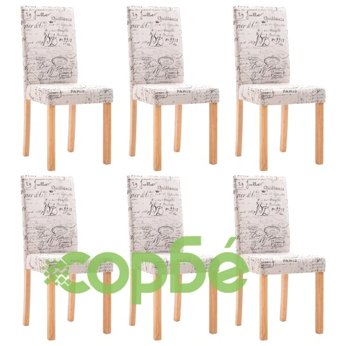 Трапезни столове, 6 бр, кремави, текстил ➤ топ цена ➤ sorbe.bg