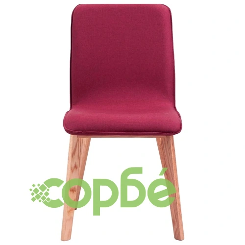 Трапезни столове, 6 бр, червен плат и дъбова дървесина масив ➤ топ цена ➤ sorbe.bg