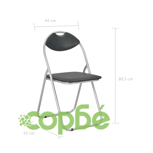 Сгъваеми трапезни столове, 4 бр, черни, изкуствена кожа ➤ топ цена ➤ sorbe.bg