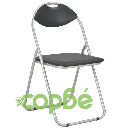Сгъваеми трапезни столове, 6 бр, черни, изкуствена кожа ➤ топ цена ➤ sorbe.bg