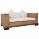 Комплект дивани с възглавници, 3 части, кафяви, естествен ратан