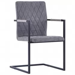 Конзолни трапезни столове, 4 бр, тъмносиви, изкуствена кожа