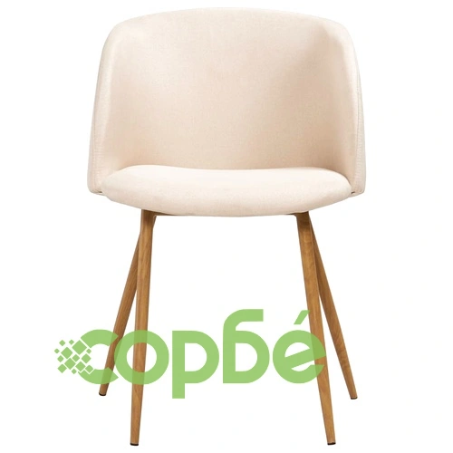 Трапезни столове, 4 бр, кремави, плат ➤ топ цена ➤ sorbe.bg