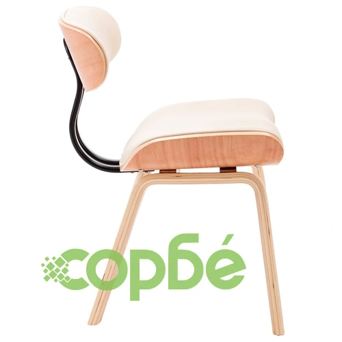 Трапезни столове, 6 бр, кремави, извито дърво и изкуствена кожа ➤ топ цена ➤ sorbe.bg