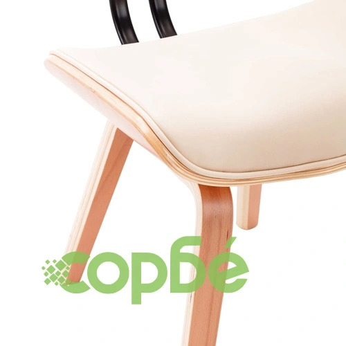 Трапезни столове, 6 бр, кремави, извито дърво и изкуствена кожа ➤ топ цена ➤ sorbe.bg