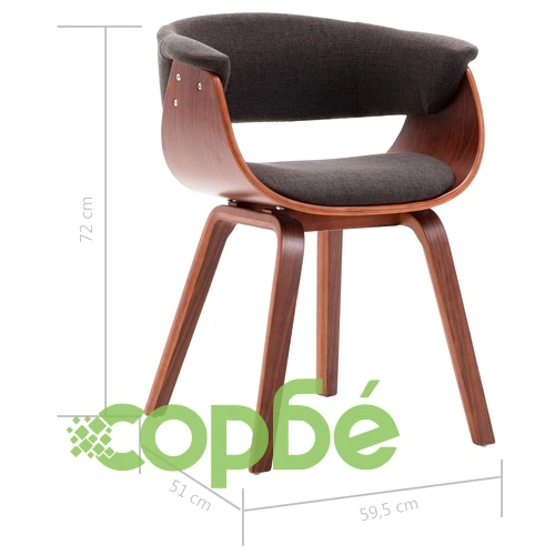 Трапезни столове, 2 бр, сиви, огънато дърво и плат ➤ топ цена ➤ sorbe.bg