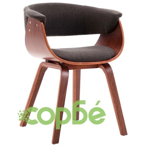 Трапезни столове, 4 бр, сиви, извито дърво и текстил ➤ топ цена ➤ sorbe.bg