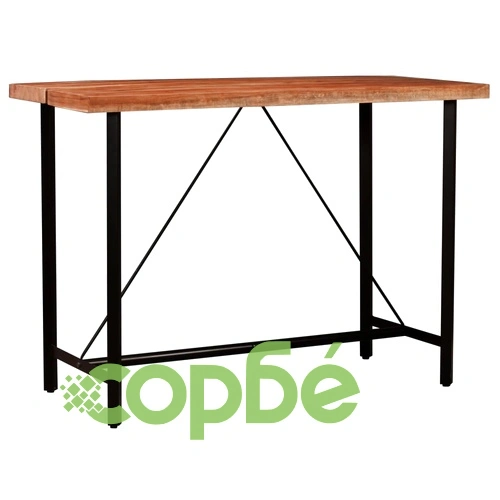 Бар комплект от 5 части масивно дърво и естествена кожа ➤ топ цена ➤ sorbe.bg