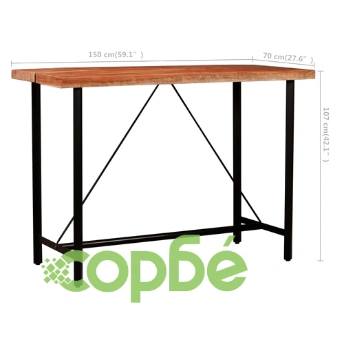 Бар комплект 5 части регенерирано дърво масив и естествена кожа ➤ топ цена ➤ sorbe.bg