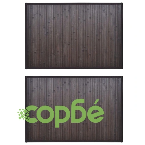 Бамбукови постелки за баня, 2 бр, 60x90 см, тъмнокафяви ➤ топ цена ➤ sorbe.bg