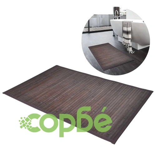 Бамбукови постелки за баня, 2 бр, 60x90 см, тъмнокафяви ➤ топ цена ➤ sorbe.bg