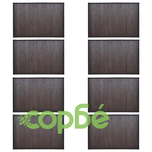 Бамбукови постелки за баня, 8 бр, 40x50 см, тъмнокафяви ➤ топ цена ➤ sorbe.bg