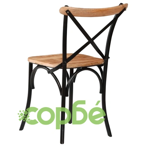 Кръстати столове, 6 бр, черни, мангово дърво масив ➤ топ цена ➤ sorbe.bg