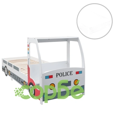 Детско легло полицейска кола с матрак 90x200 см 7 зони H2 ➤ топ цена ➤ sorbe.bg