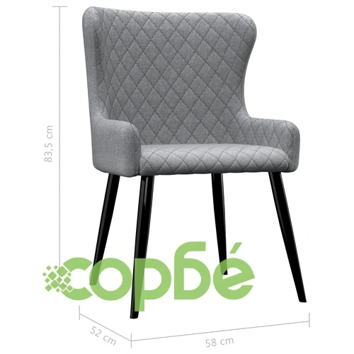 Трапезни столове, 6 бр, светлосиви, плат ➤ топ цена ➤ sorbe.bg