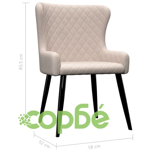 Трапезни столове, 6 бр, кремави, плат ➤ топ цена ➤ sorbe.bg