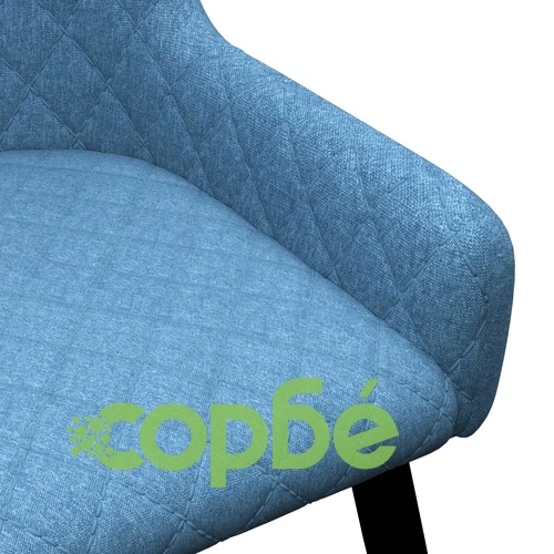 Трапезни столове, 6 бр, сини, текстил ➤ топ цена ➤ sorbe.bg