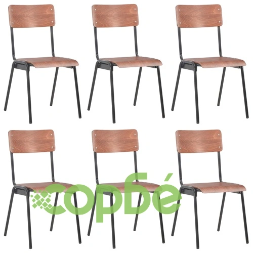 Трапезни столове, 6 бр, кафяви, шперплат ➤ топ цена ➤ sorbe.bg