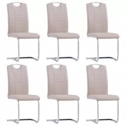 Конзолни трапезни столове, 6 бр, капучино, изкуствена кожа