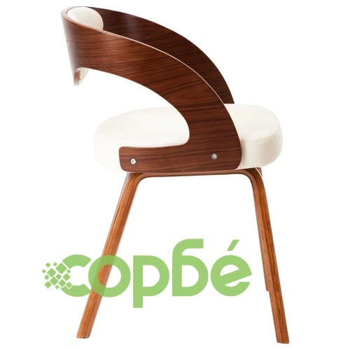 Трапезни столове, 4 бр, кремави, извито дърво и изкуствена кожа ➤ топ цена ➤ sorbe.bg