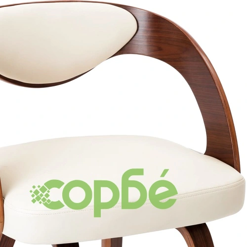 Трапезни столове, 4 бр, кремави, извито дърво и изкуствена кожа ➤ топ цена ➤ sorbe.bg