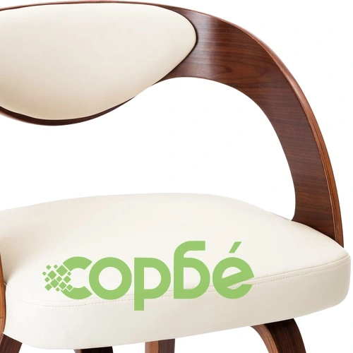 Трапезни столове, 6 бр, кремави, извито дърво и изкуствена кожа ➤ топ цена ➤ sorbe.bg