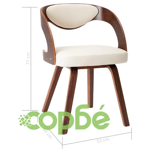 Трапезни столове, 6 бр, кремави, извито дърво и изкуствена кожа ➤ топ цена ➤ sorbe.bg