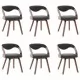 Трапезни столове, 6 бр, тъмносиви, извито дърво и текстил