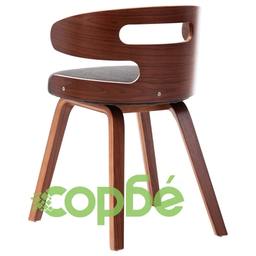 Трапезни столове, 4 бр, тъмносиви, огънато дърво и плат ➤ топ цена ➤ sorbe.bg