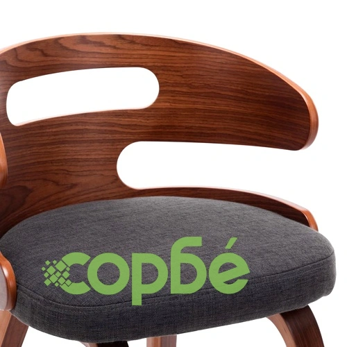 Трапезни столове, 4 бр, тъмносиви, огънато дърво и плат ➤ топ цена ➤ sorbe.bg