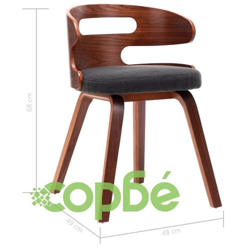 Трапезни столове, 4 бр, тъмносиви, огънато дърво и плат ➤ топ цена ➤ sorbe.bg