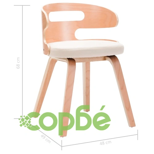 Трапезни столове, 6 бр, кремави, извито дърво и изкуствена кожа ➤ топ цена ➤ sorbe.bg