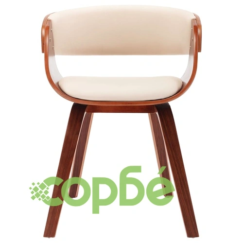 Трапезни столове, 2 бр, кремави, извито дърво и изкуствена кожа ➤ топ цена ➤ sorbe.bg