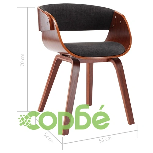 Трапезни столове, 2 бр, сиви, огънато дърво и плат ➤ топ цена ➤ sorbe.bg