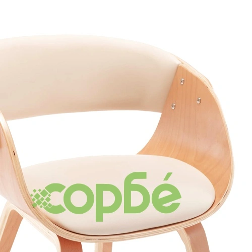 Трапезни столове, 2 бр, кремави, извито дърво и изкуствена кожа ➤ топ цена ➤ sorbe.bg