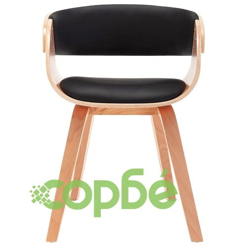 Трапезни столове, 2 бр, черни, извито дърво и изкуствена кожа ➤ топ цена ➤ sorbe.bg