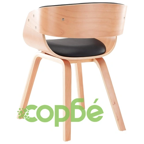 Трапезни столове, 2 бр, черни, извито дърво и изкуствена кожа ➤ топ цена ➤ sorbe.bg