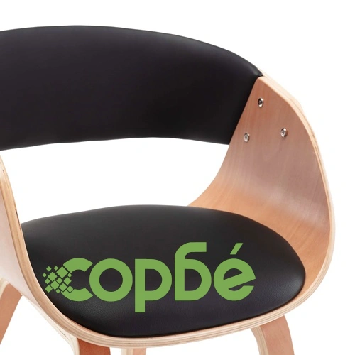 Трапезни столове, 2 бр, черни, извито дърво и изкуствена кожа ➤ топ цена ➤ sorbe.bg