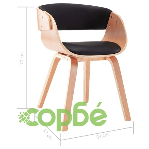 Трапезни столове, 2 бр, черни, извито дърво и изкуствена кожа ➤ топ цена ➤ sorbe.bg