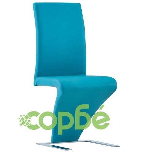 Трапезни столове, зигзагообразни, 6 бр, сини, изкуствена кожа ➤ топ цена ➤ sorbe.bg