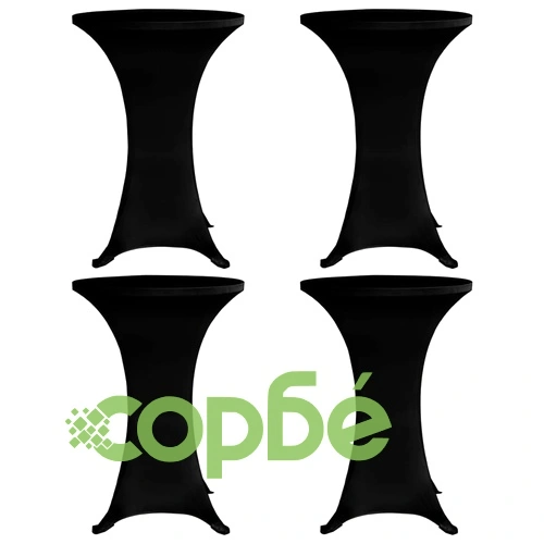 Покривки за коктейлни маси, 60 см, черни, еластични, 4 бр ➤ топ цена ➤ sorbe.bg