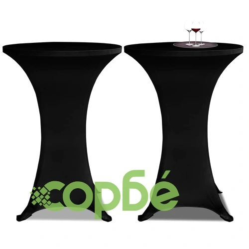 Покривки за коктейлни маси, 60 см, черни, еластични, 4 бр ➤ топ цена ➤ sorbe.bg