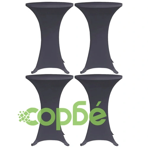 Покривки за маси, еластични, 4 бр, 80 см, антрацитно черно ➤ топ цена ➤ sorbe.bg