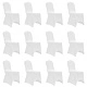 Калъфи за столове, разтегателни, бели, 12 бр