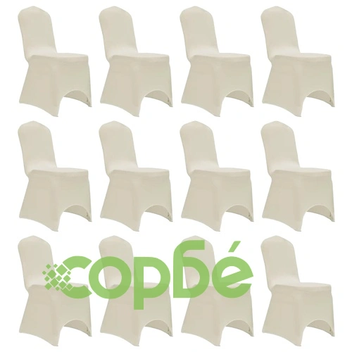 Калъфи за столове, разтегателни, кремави, 12 бр ➤ топ цена ➤ sorbe.bg