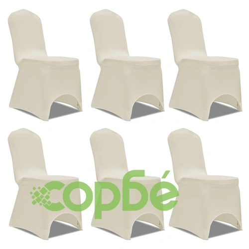 Калъфи за столове, разтегателни, кремави, 12 бр ➤ топ цена ➤ sorbe.bg