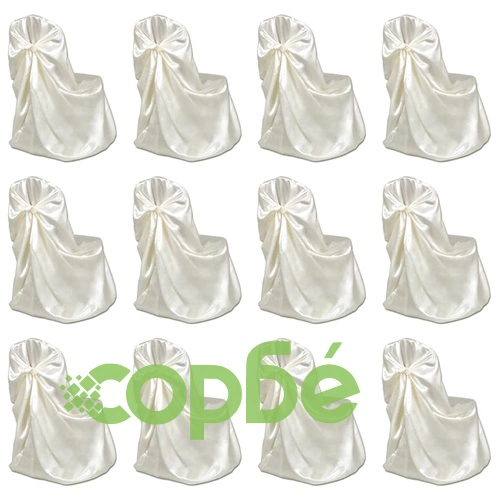 Сватбени калъфи за столове, 12 бр, кремави ➤ топ цена ➤ sorbe.bg