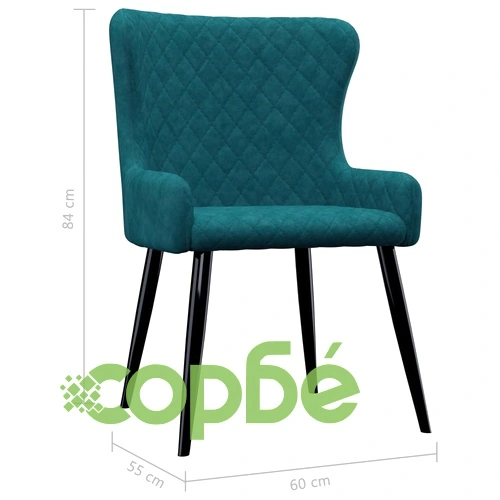 Трапезни столове, 6 бр, сини, кадифе ➤ топ цена ➤ sorbe.bg