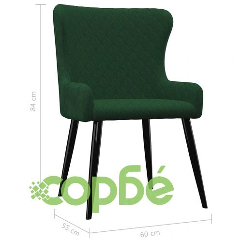 Трапезни столове, 4 бр, зелени, кадифе ➤ топ цена ➤ sorbe.bg